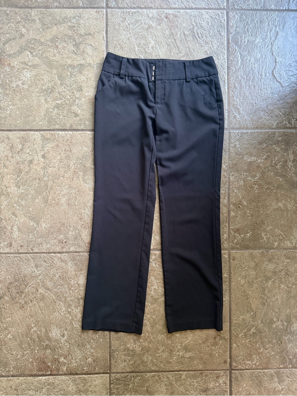 Daisy Fuentes Black Mid-Rise Straight Leg Dress Pants Y2K Minimalist